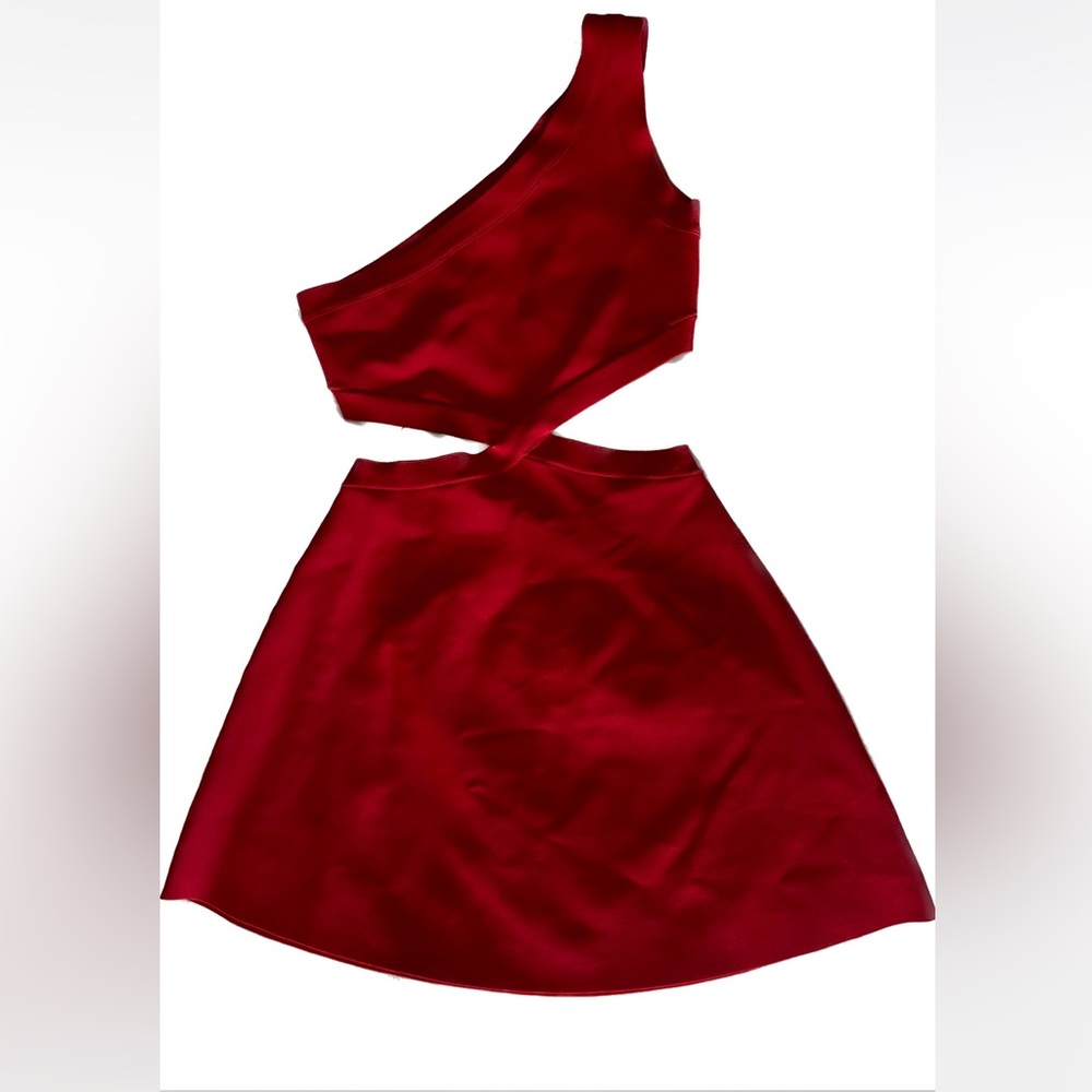 BCBGMaxAzria One-Shoulder Red Cutout Dress